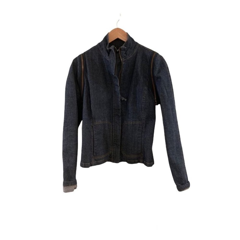 VINTAGE By JORDACHE Zippered Denim Structured Blazer Jacket. Size L